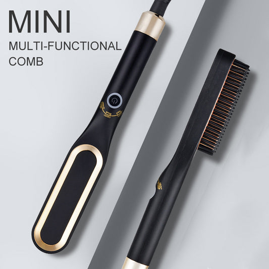 "StyleGlow Mini: Ceramic Hot Comb Hair Straightener Brush"