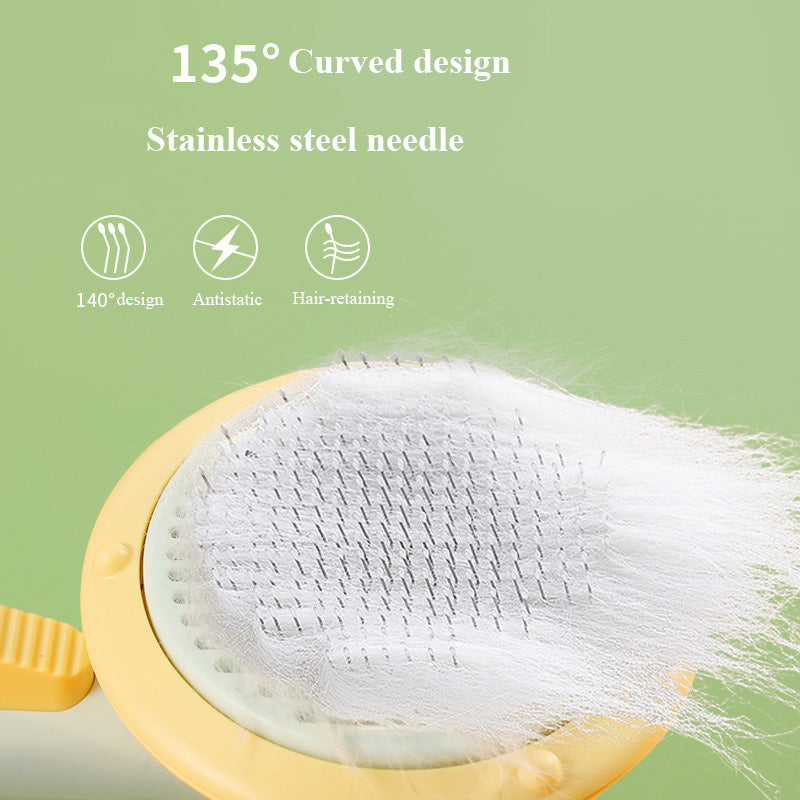 PurrGleam Self-Clean Pet Brush: Hot-Selling Hand-Held Steel Wire Comb Looper