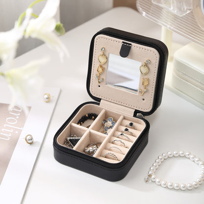 ChicGems MirrorVault: Portable Travel Jewelry Box with Ornamental Elegance