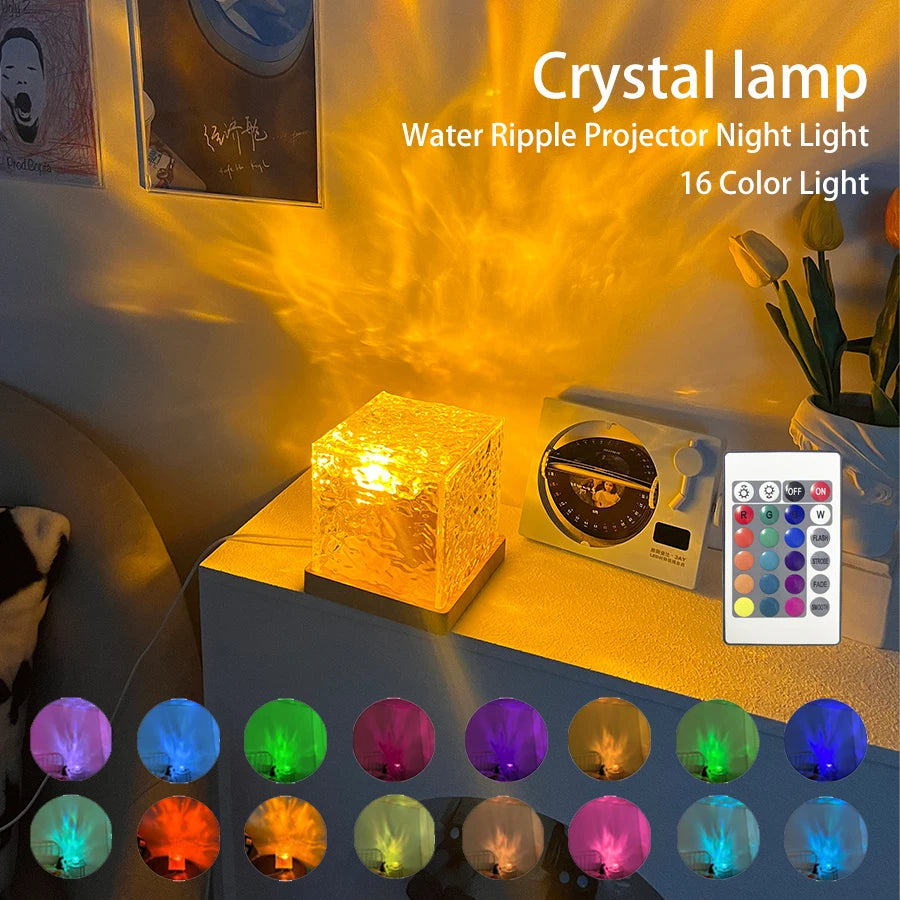 LuminaraFlow RGB Projection Lamp: LED Water Ripple Night Light