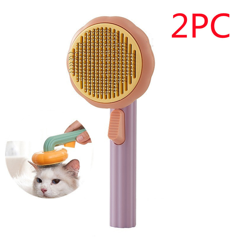 PurrGleam Self-Clean Pet Brush: Hot-Selling Hand-Held Steel Wire Comb Looper